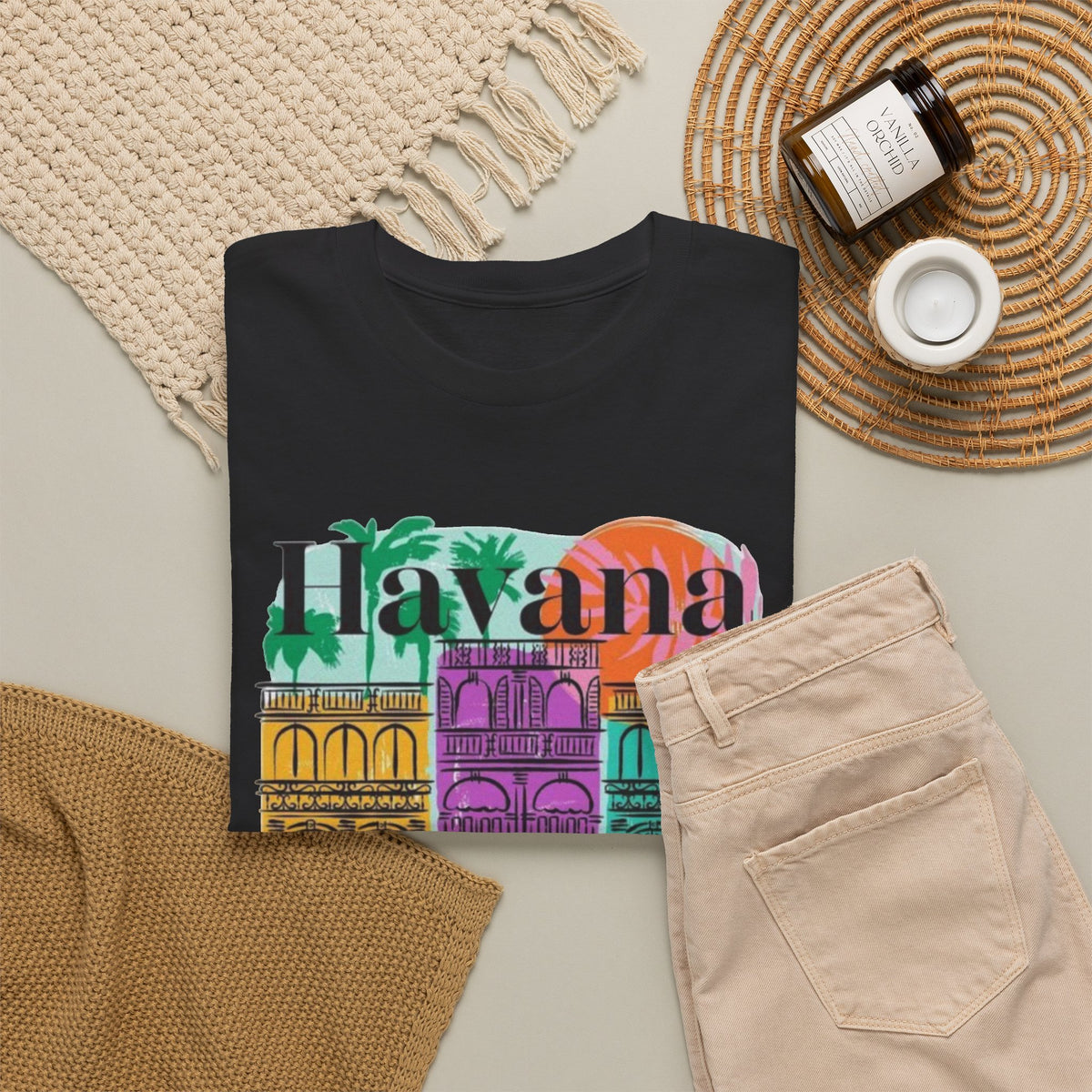 Havana Cuba Graphic T Shirt Men's Retro Travel Art Heavy Cotton Tee