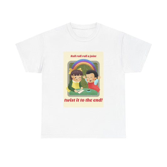 Funny Weed Tshirt roll a joint graphic Rainbow cute Unisex Heavy Cotton Tee