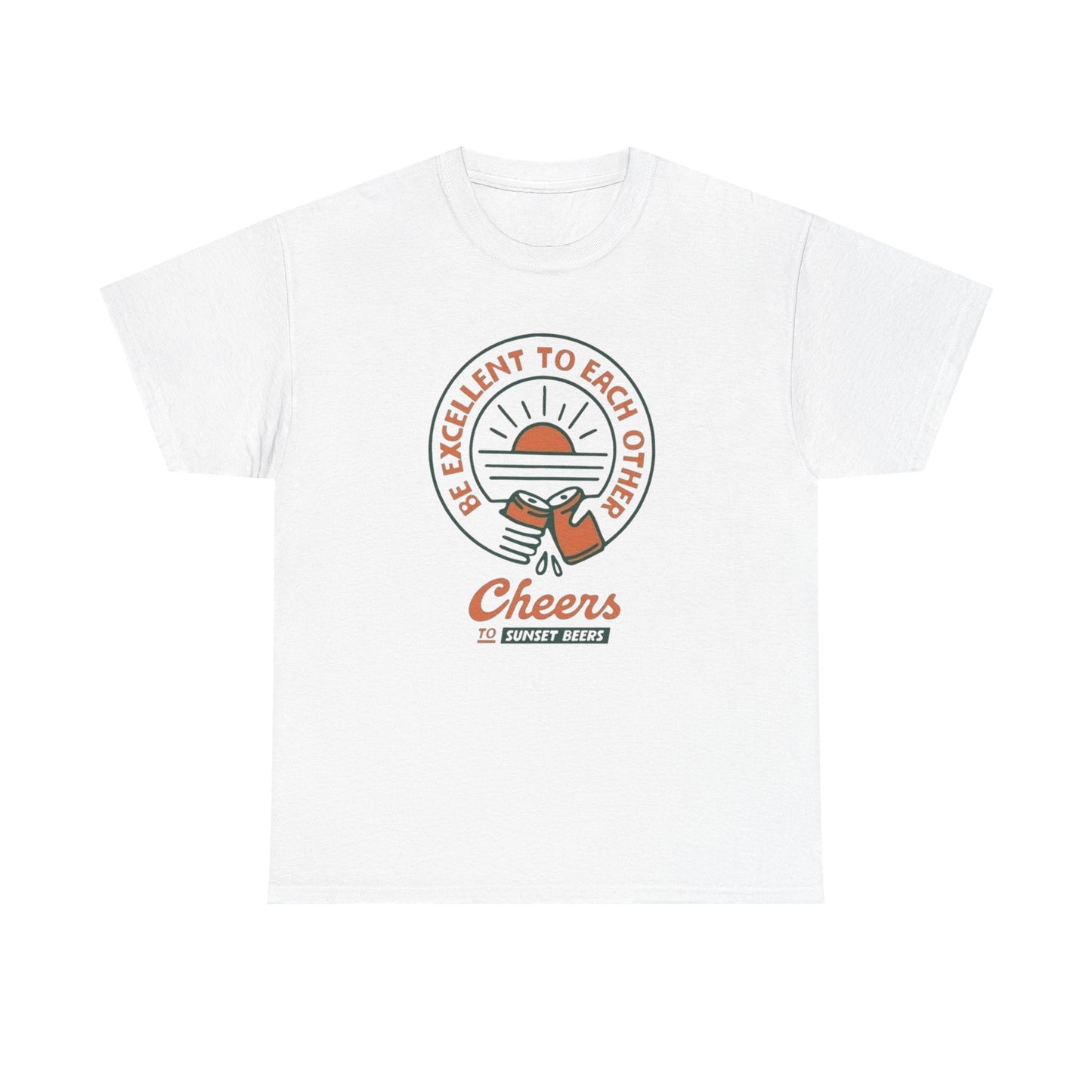 Cheers To Sunset Beers Graphic T Shirt ADULT NEW