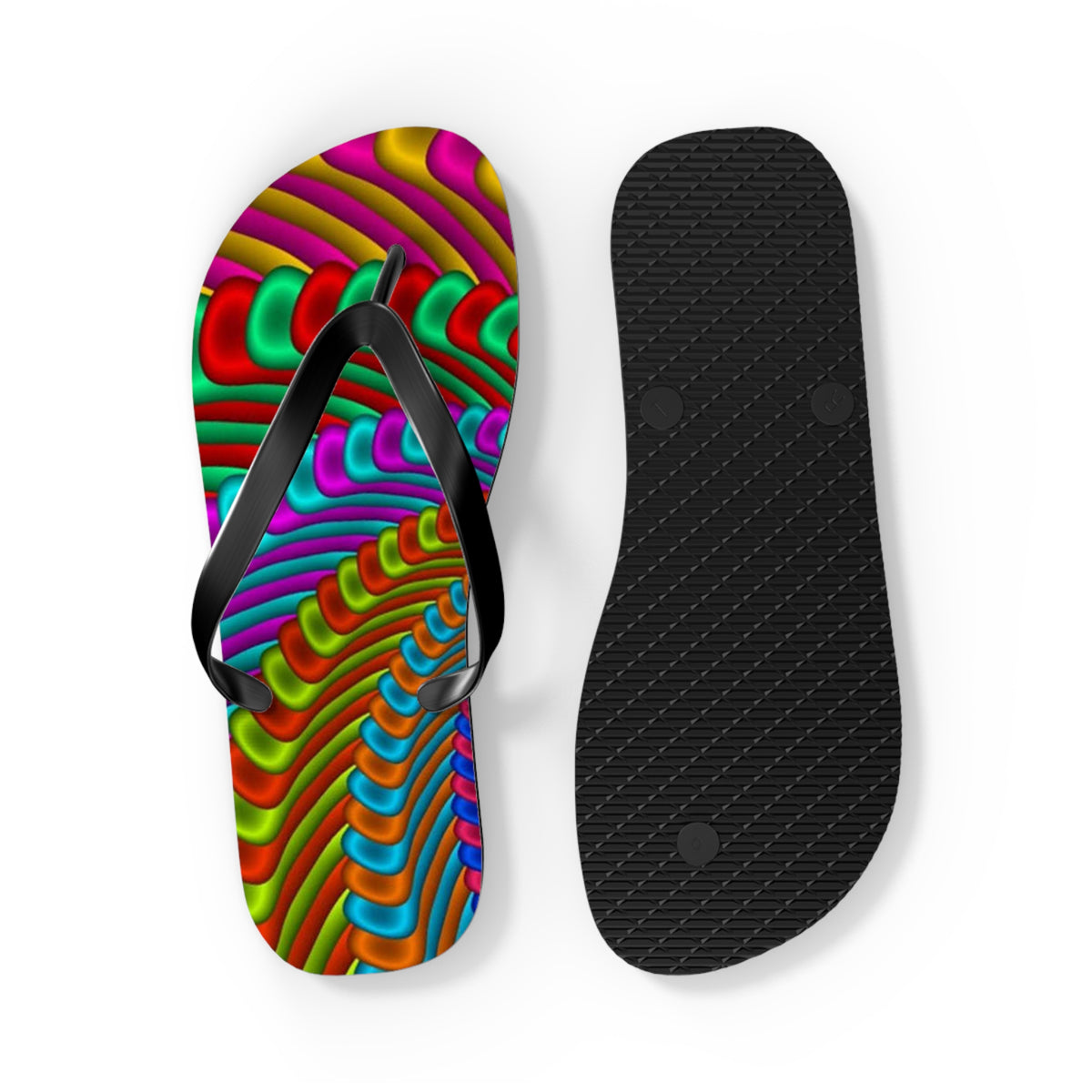 Groovy Tie Dye Flip Flops, Sandals Slides, Summer Footwear, Brand New
