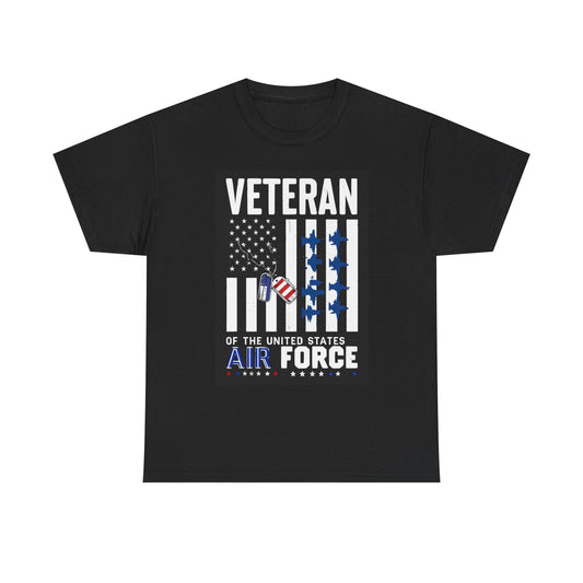 Air Force Veteran Graphic T Shirt American Flag Unisex Heavy Cotton Tee