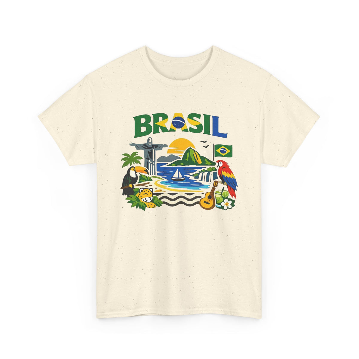 Brazil Flag Retro Graphic T Shirt Men's Heavy Cotton Tee