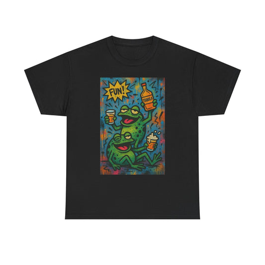 Drunk Frogs Funny Party Graphic T-Shirt Unisex Heavy Cotton Tee NEW