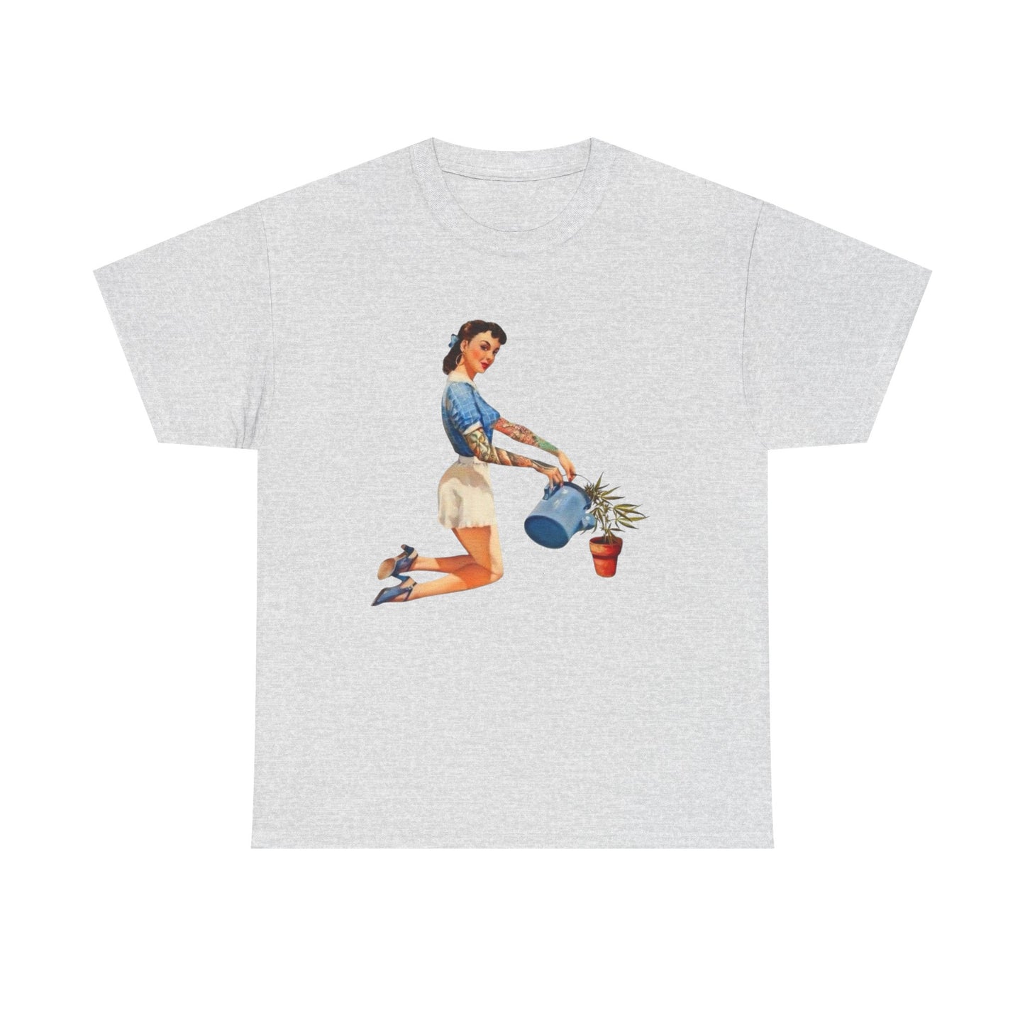 Pinup Model Weeds Graphic T-Shirt Womens Comfy Cotton Tee NEW