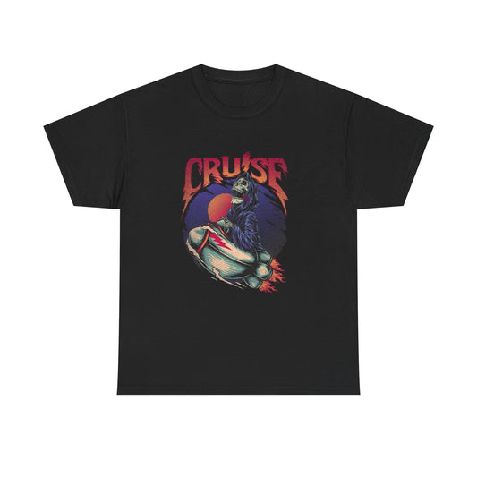 Grim Reaper Skateboarding Funny Graphic T Shirt Unisex Heavy Cotton Tee