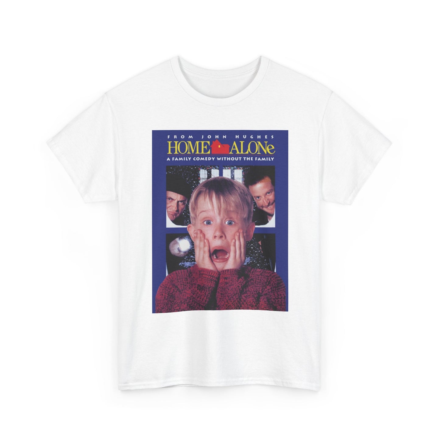 Home Alone T Shirt Retro Movie Poster Christmas Gift Unisex Heavy Cotton Tee
