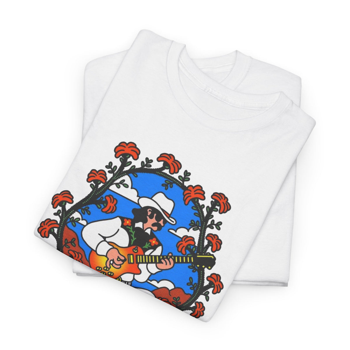 Romanceur Guitar Player Illustration T-Shirt Men's Graphic Tee
