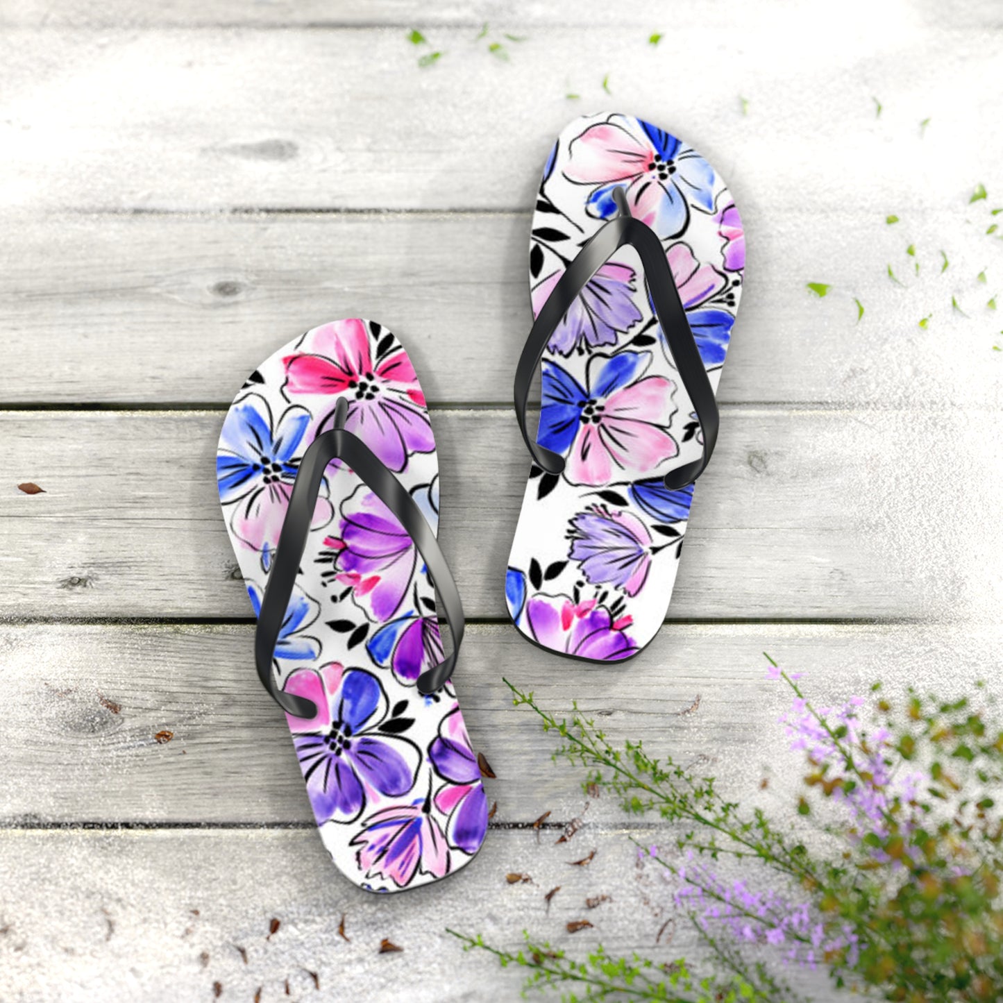 Blue Flowers Summer Sandals Summer Flip Flops Slides BRAND NEW