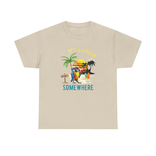 Its Five Oclock Somewhere Beach Graphic T-Shirt Unisex Heavy Cotton Tee NEW