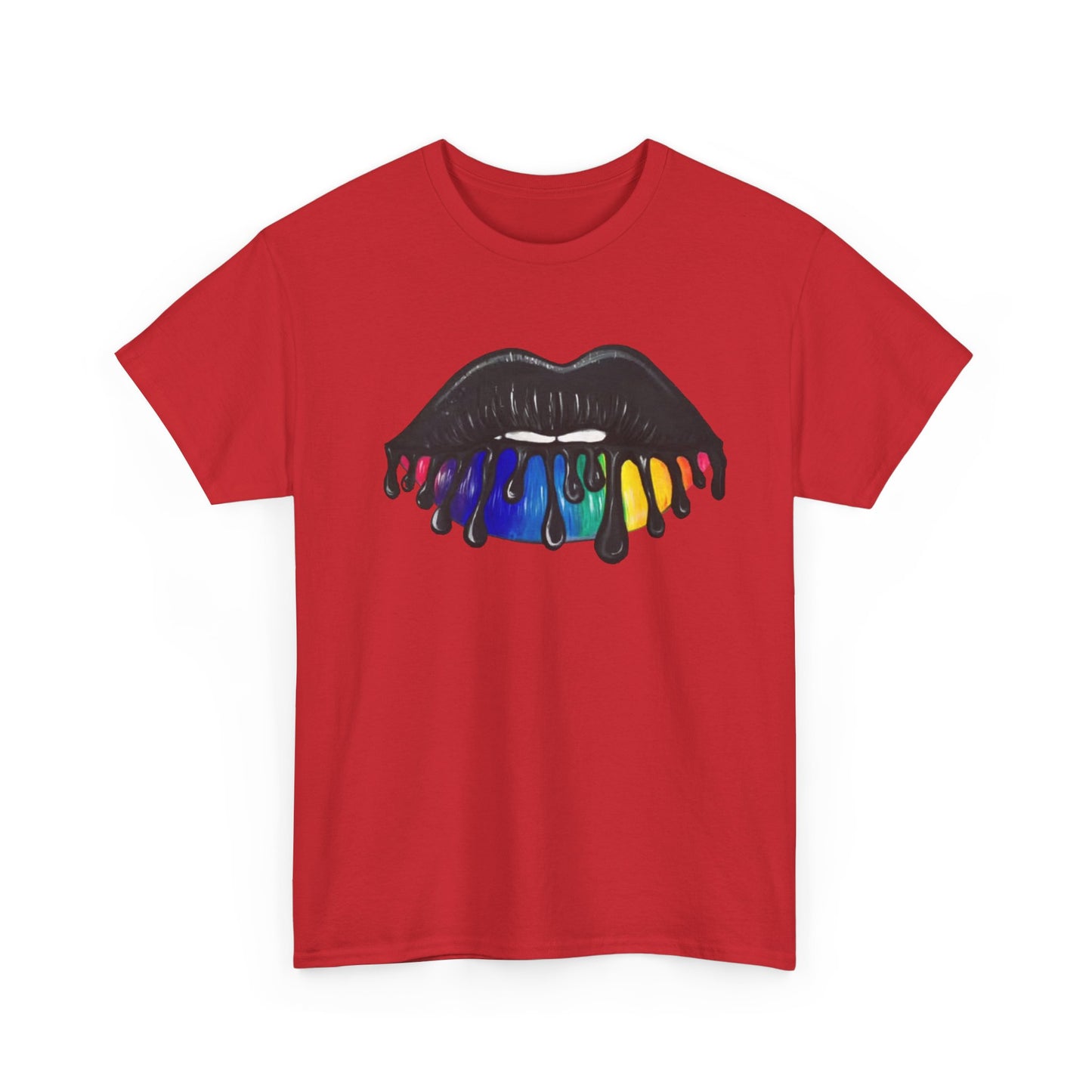 Rainbow Lips Tshirt Girly Tattoo cute womens kiss Unisex Heavy Cotton Tee