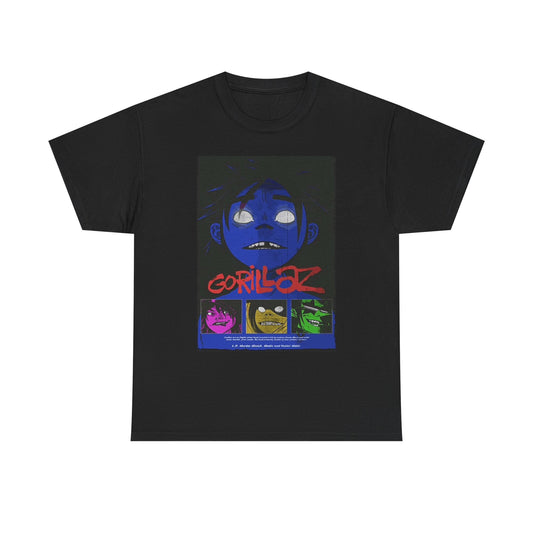 Gorillaz Graphic T Shirt Vintage Poster Rock  Unisex Heavy Cotton Tee