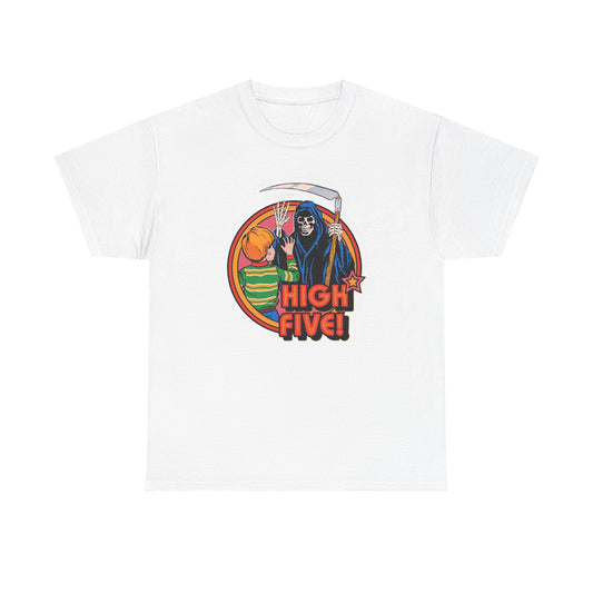 High Five Grim Reaper Graphic T Shirt NEW Unisex Heavy Cotton Tee