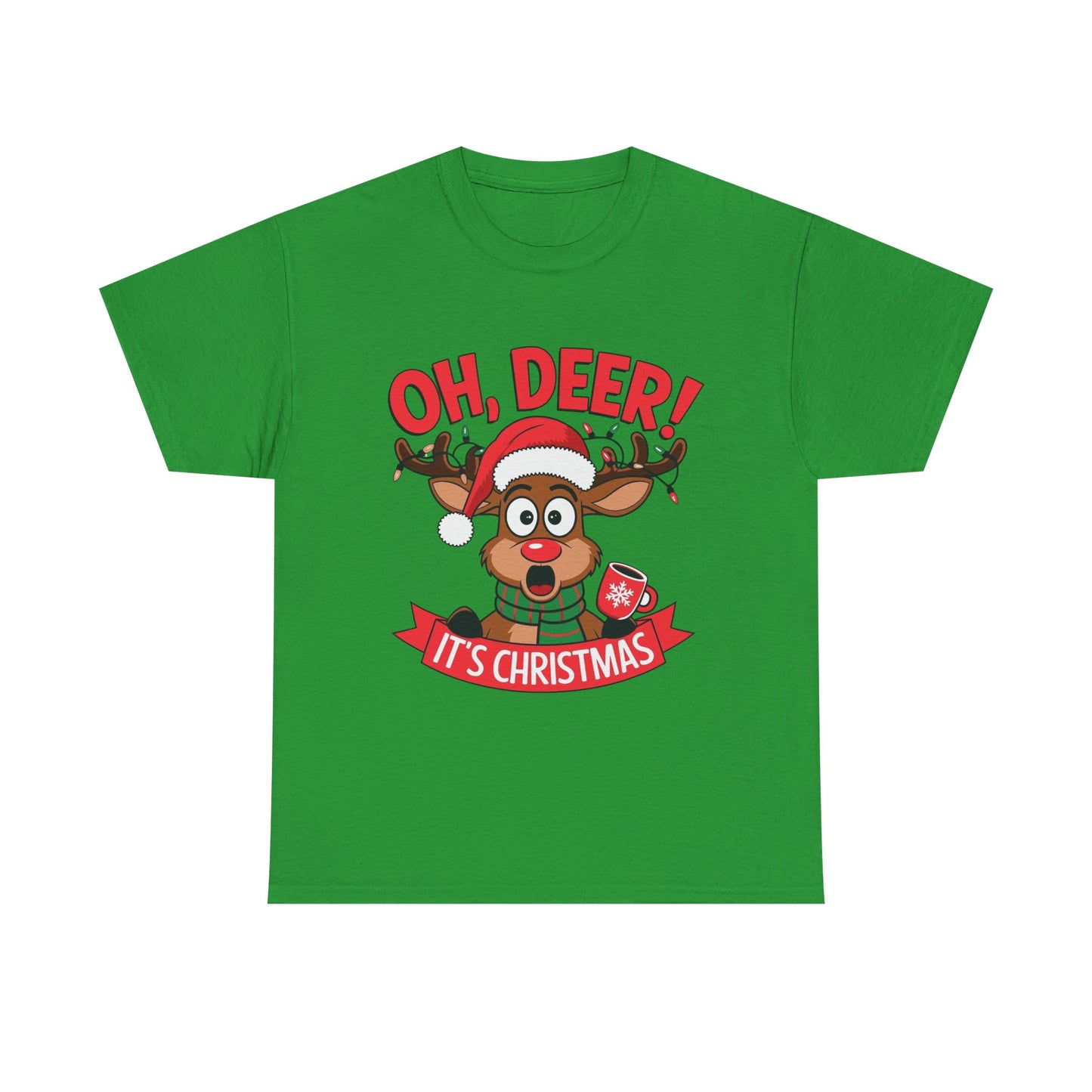 Oh Deer Its Christmas Graphic T Shirt NEW Unisex Heavy Cotton Tee