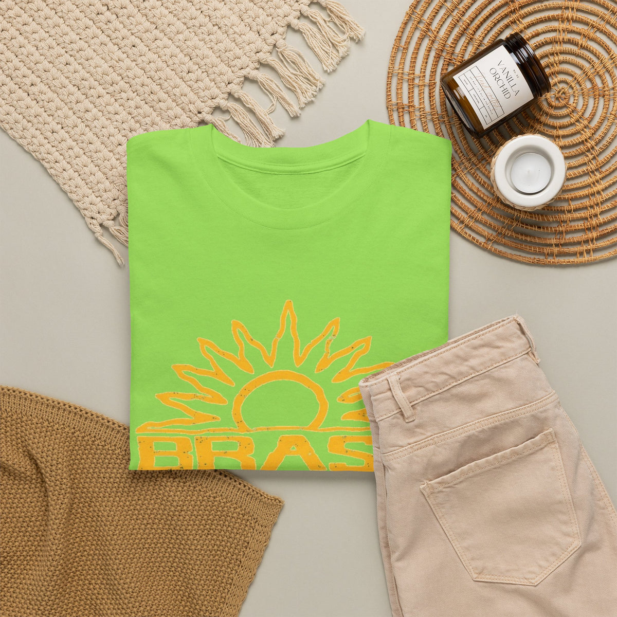 Brazil Sun Graphic T Shirt Men's Retro Classic Heavy Cotton Tee