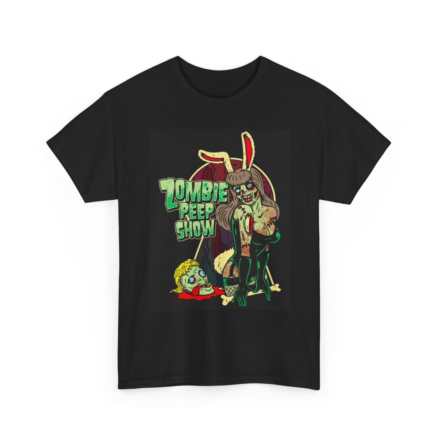 Zombie Peep Show Graphic T Shirt Vintage Sailor Jerry ART Unisex Heavy Cotton