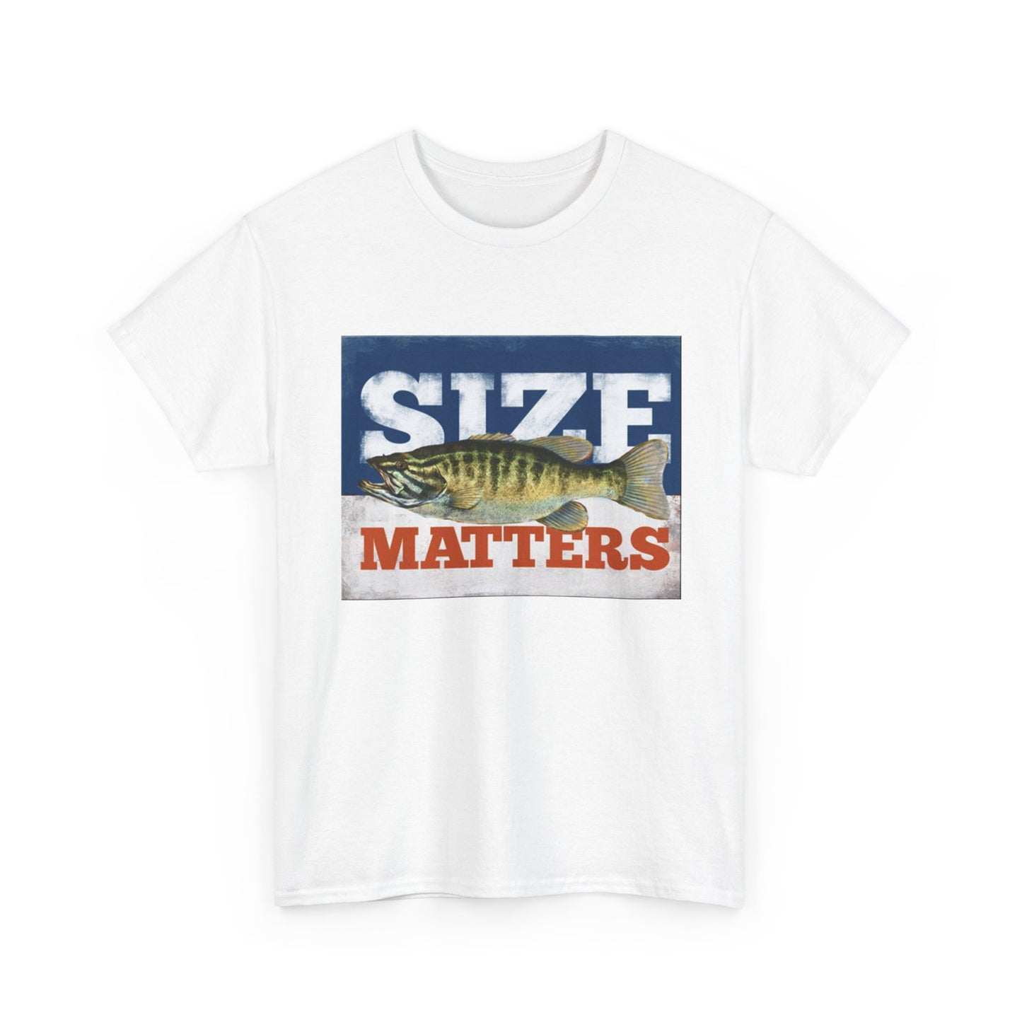 Size Matters Tshirt Funny Bass Fishing Gift Outdoors Unisex Heavy Cotton Tee