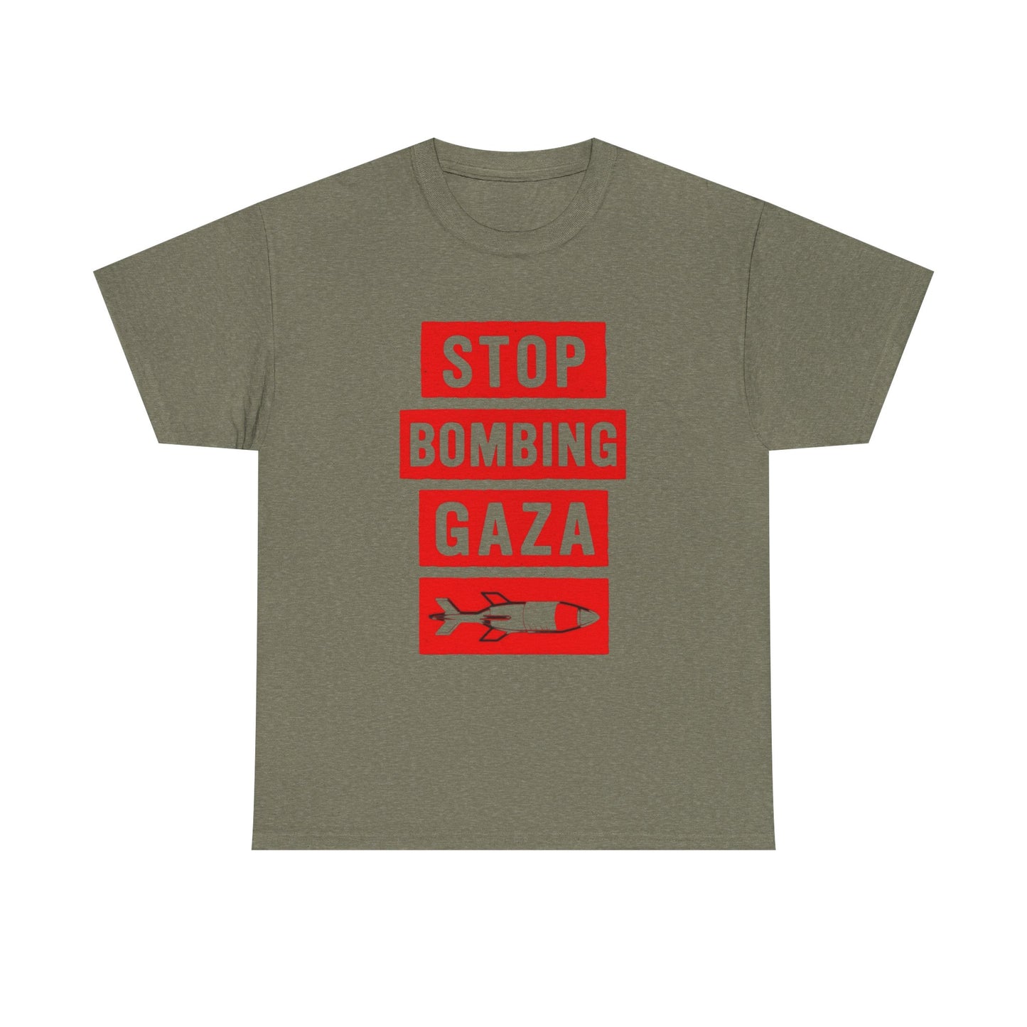 Stop Bombing Gaza Graphic T Shirt Unisex Heavy Cotton Tee NEW