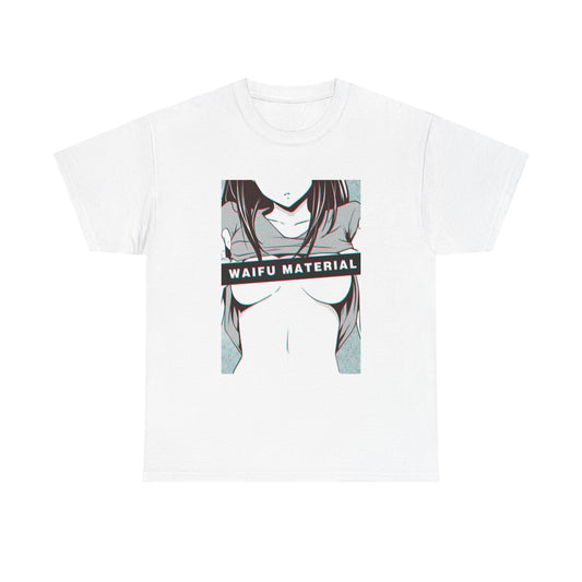 Waifu Material Hentai Tshirt Sexy anime Naturo Cartoon Unisex Heavy Cotton Tee