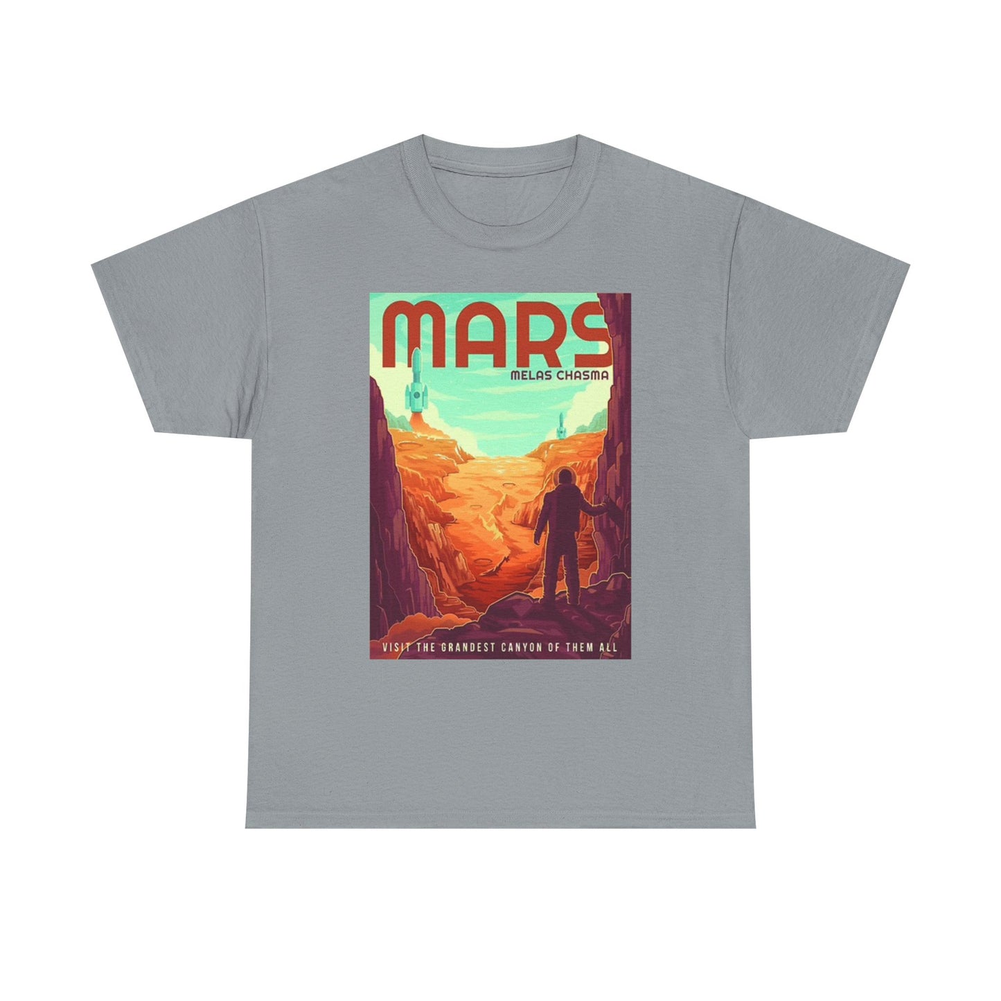 Space And Mars Graphic T Shirt Retro Spaceman Unisex Heavy Cotton Tee