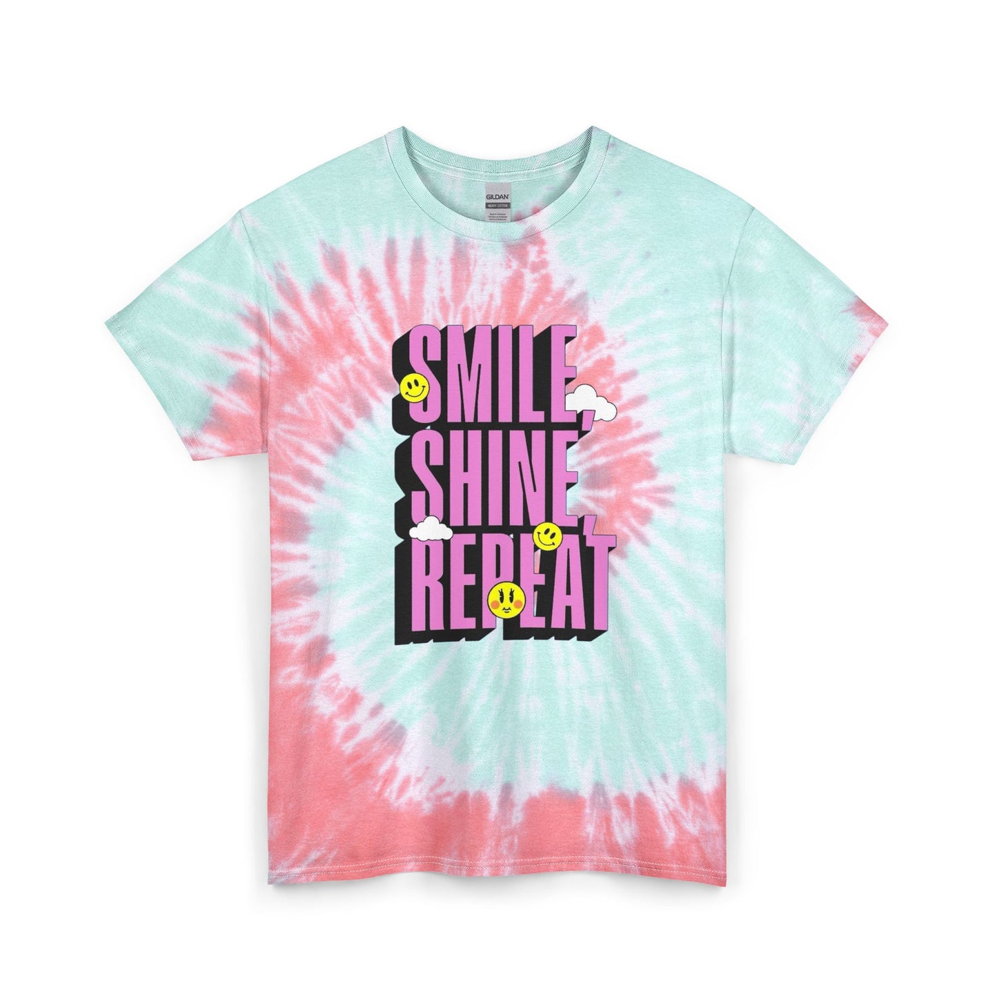 Smile Shine Repeat Graphic T Shirt Unisex Tie Dye Cotton Tee Gift