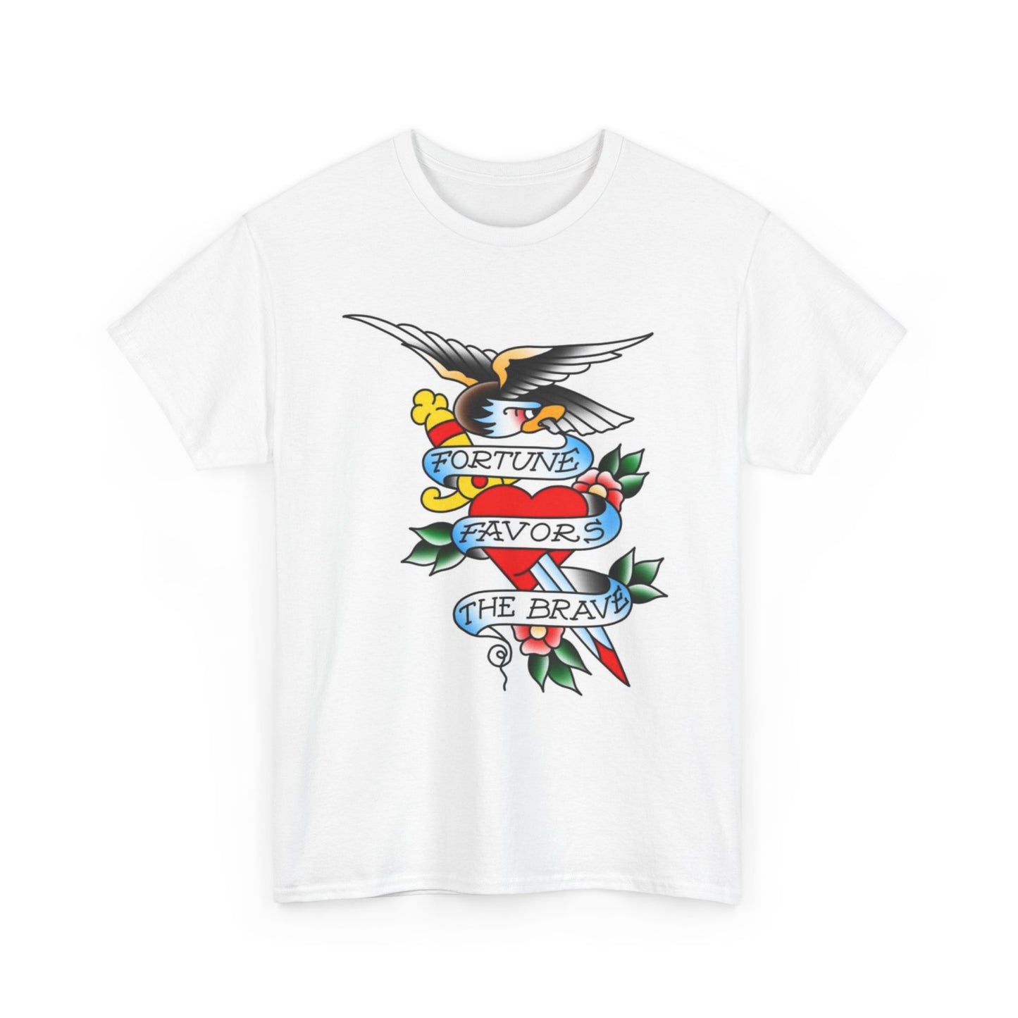 Fortune Favors The Brave Graphic T Shirt Men's Heavy Cotton Tee