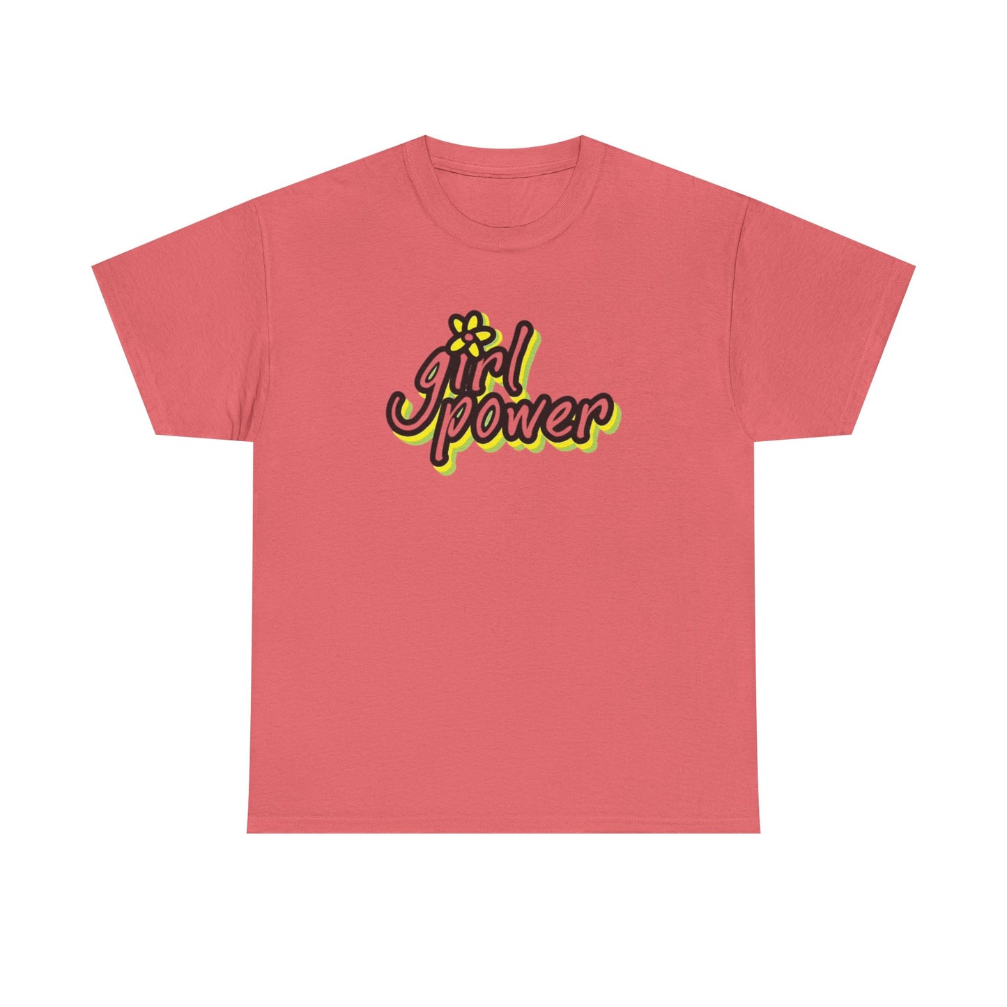 Girl Power Graphic T Shirt Girly Tee Retro Flower Power Unisex Heavy Cotton Tee