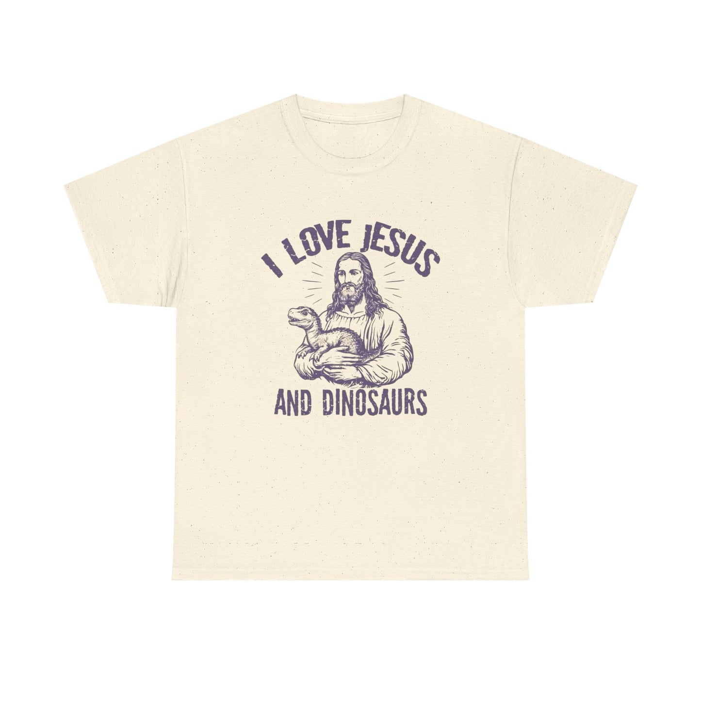 I Love Jesus And Dinosaurs Graphic T Shirt NEW Adult Regular Heavy Cotton Tee