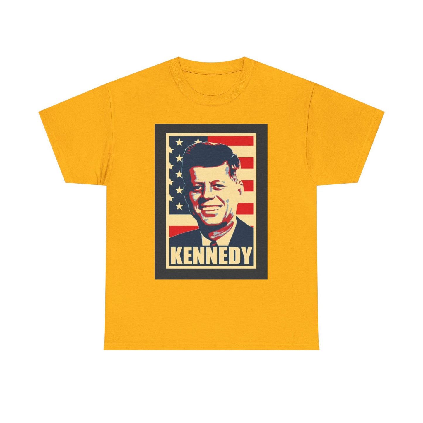 JFK Tshirt John F Kennedy American Flag President Unisex Heavy Cotton Tee