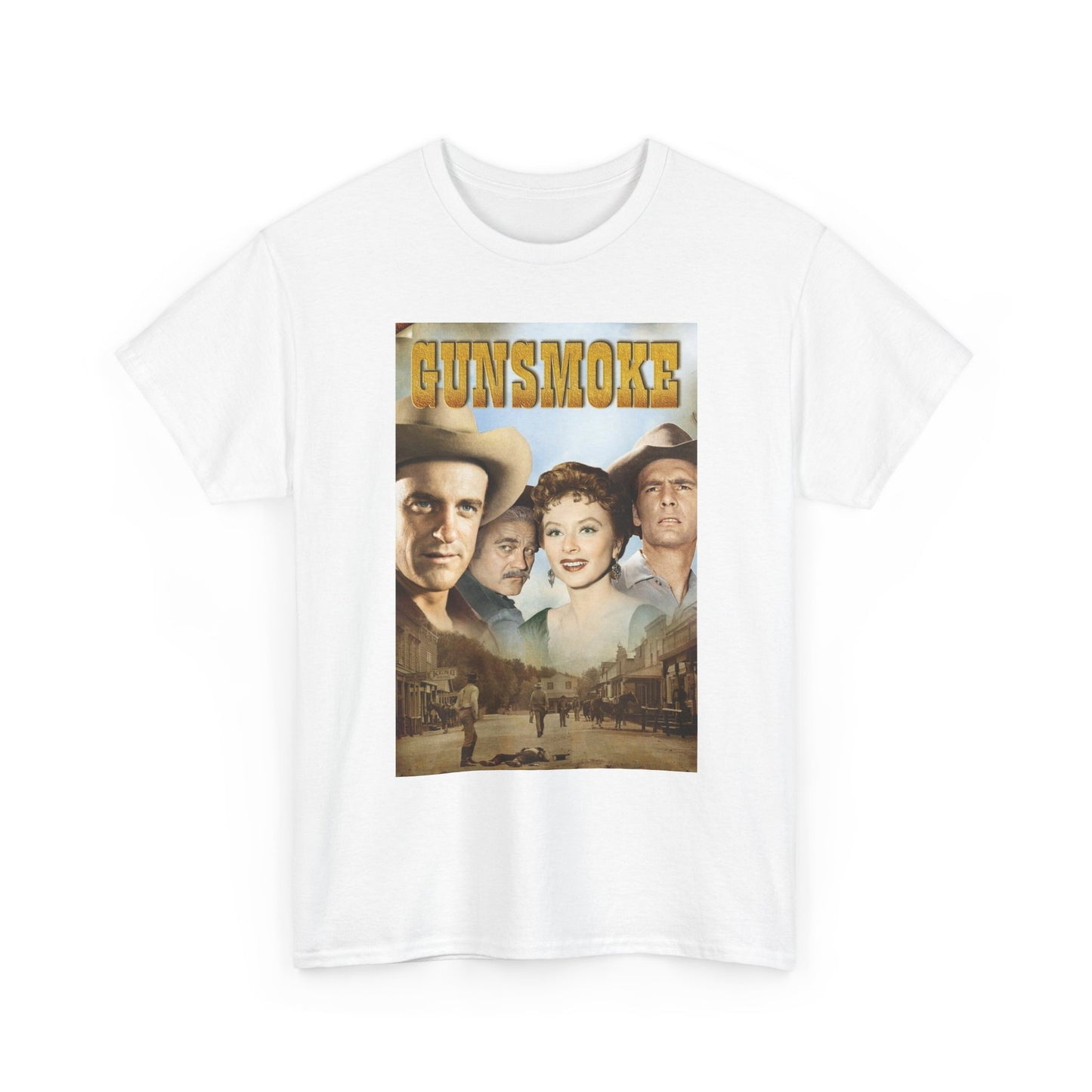 Gunsmoke Graphic T Shirt Vintage Cowboy Series Unisex Heavy Cotton Tee