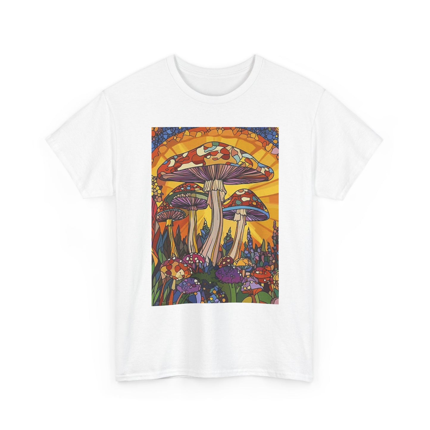 Weed Mushrooms Vibes Groovy T Shirt Retro Unisex Heavy Cotton Tee