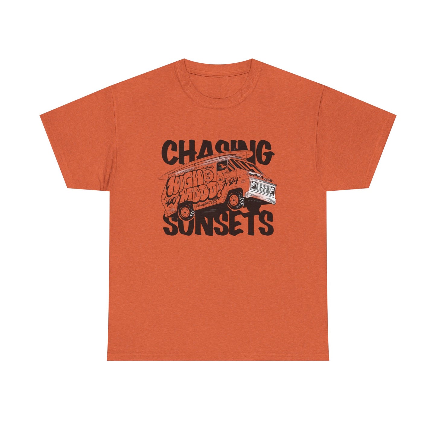 Chasing Sunsets Surfing Graphic T Shirt NEW Unisex Heavy Cotton Tee