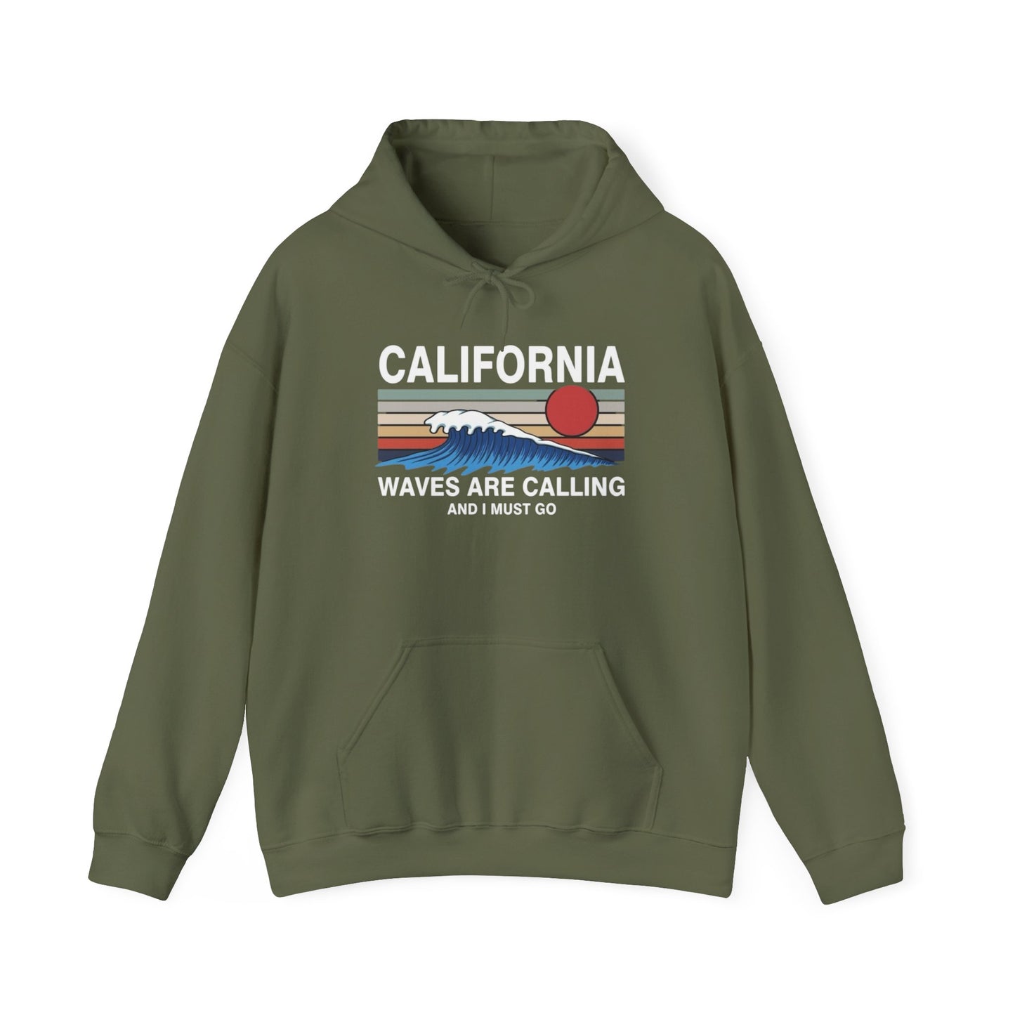 California Waves Are Calling Graphic Hoodie Heavy Blend Sweatshirt NEW