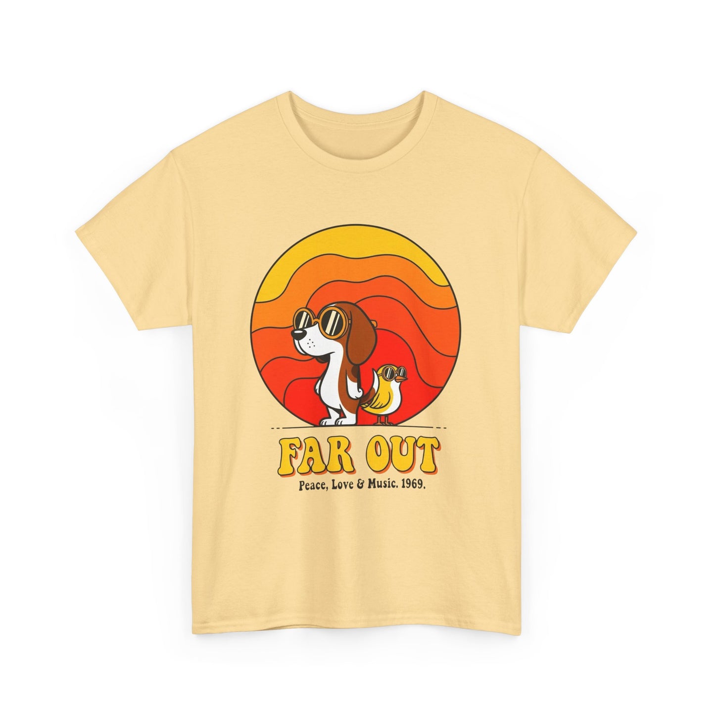 Woodstock 1969 Vintage Far Out Graphic T Shirt Unisex Heavy Cotton Tee