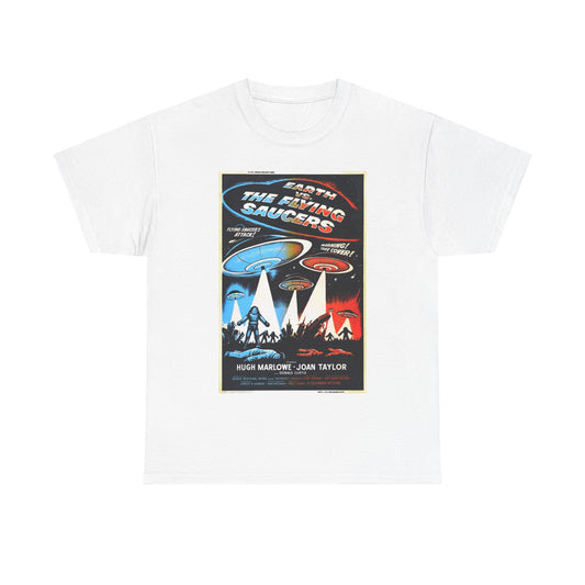 Earth vs Flying Saucers Tshirt Vintage Movie Poster Unisex Heavy Cotton Tee