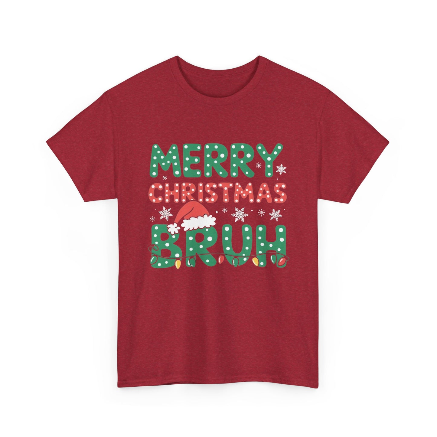 Merry Christmas Bruh Graphic T Shirt Jokes Humor NEW Unisex Heavy Cotton Tee