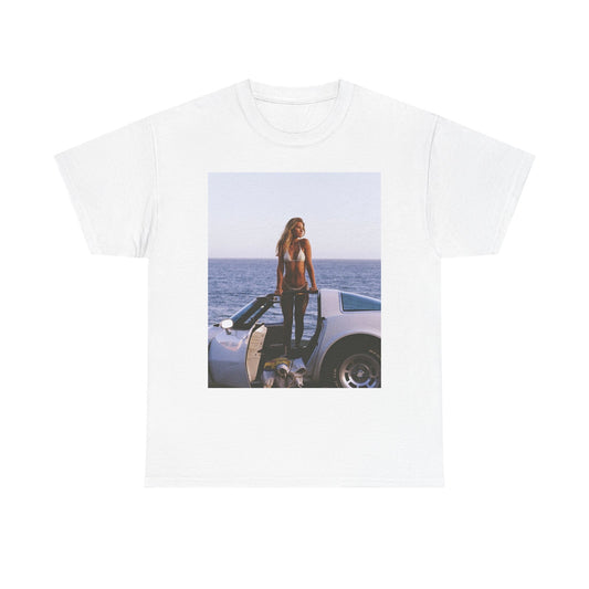 Corvette On The Beach Graphic T Shirt S-5XL Unisex Heavy Cotton Tee