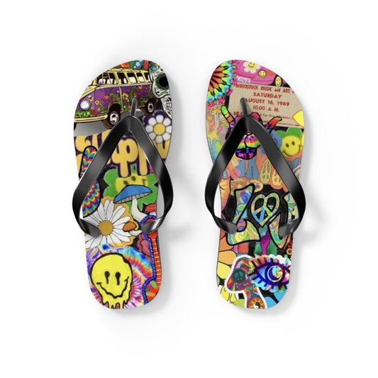 Hippy Trippy Vibes Beach Sandals, Slides for Summer, Flip Flops, Water Resistant