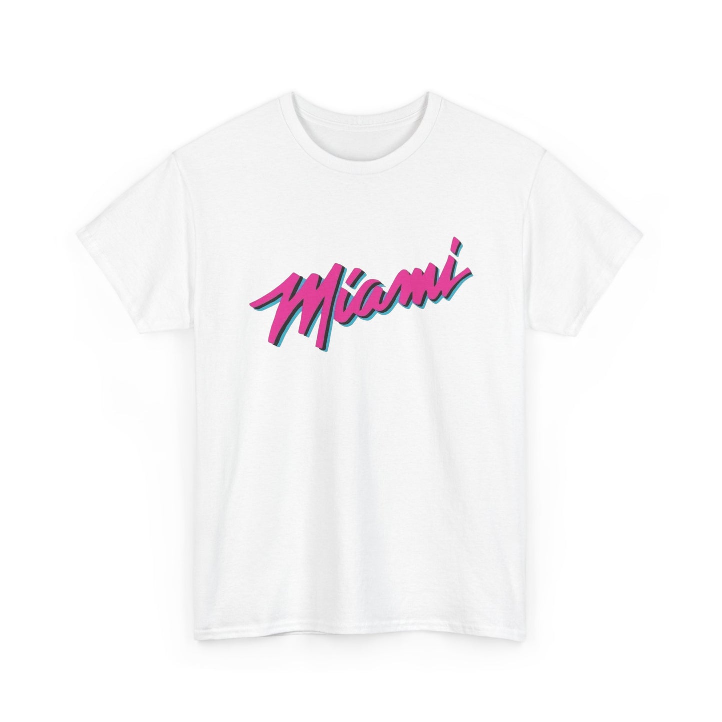 Miami Logo Neon Graphic T Shirt ALL SIZES Tee Unisex Heavy Cotton
