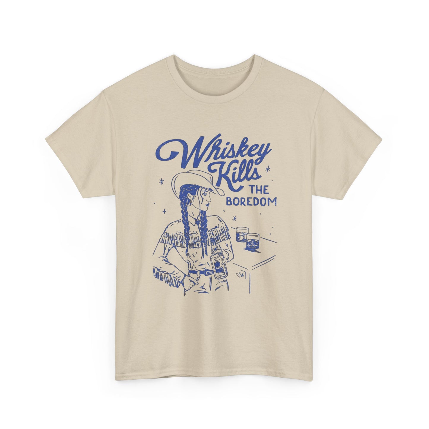 Whiskey Kills The Boredom Graphic T Shirt Unisex Heavy Cotton Tee