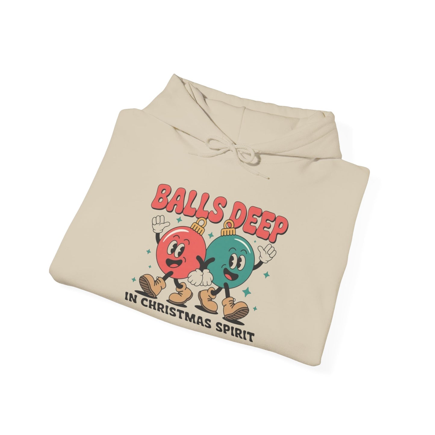 Balls Deep In Christmas Spirit Graphic Hoodie Heavy Blend™ Hooded Sweatshirt