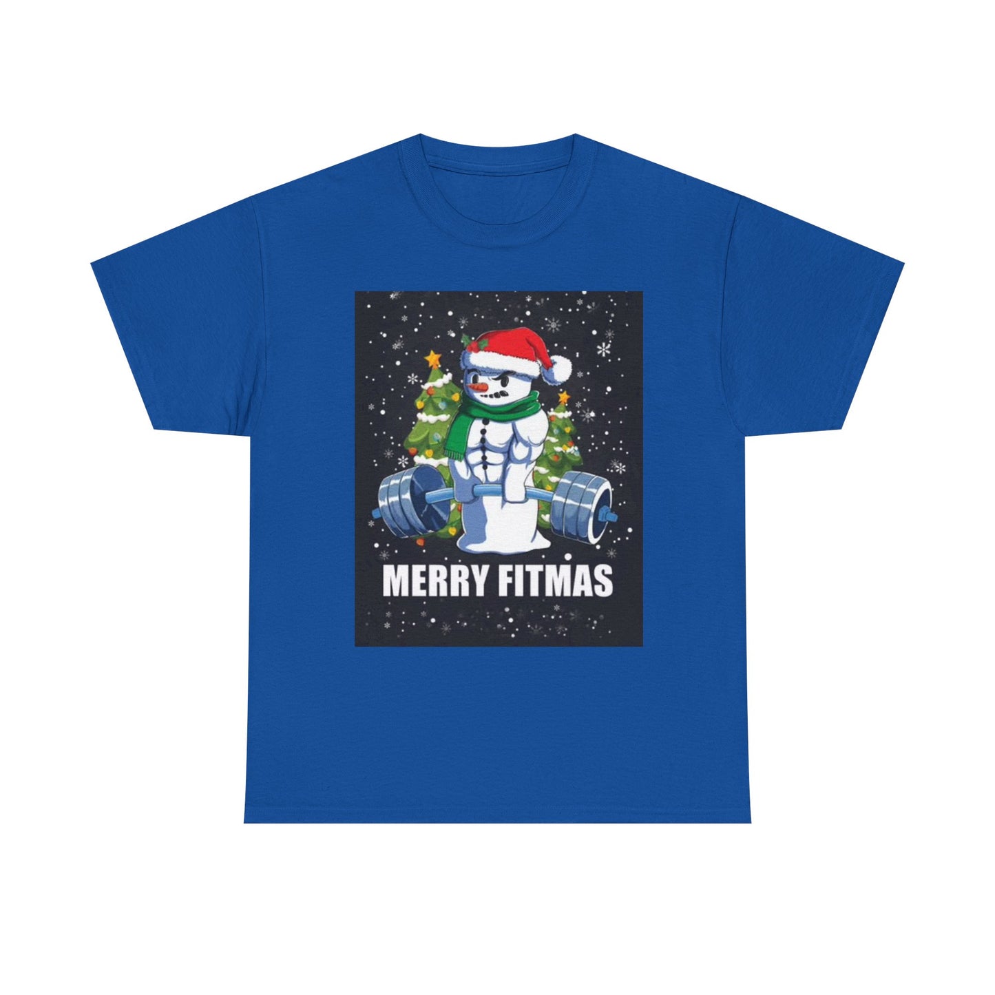 Merry Fitmas Shirt Funny Gym Snowman Christmas Gym Unisex Heavy Cotton Tee