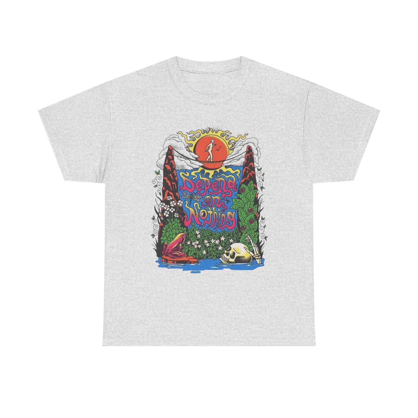 Depend On Nothing Peace Graphic T Shirt NEW Adult Regular Heavy Cotton Tee