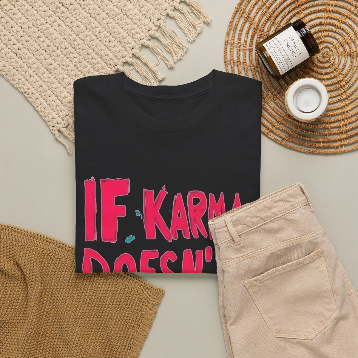 If Karma Doesn't Hit You, I Will T-Shirt Men's Graphic Tee