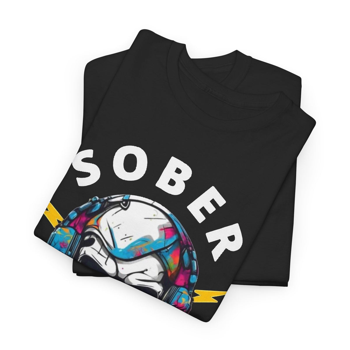 Sober Badass Skull with Headphones T-Shirt Men's Graphic Tee
