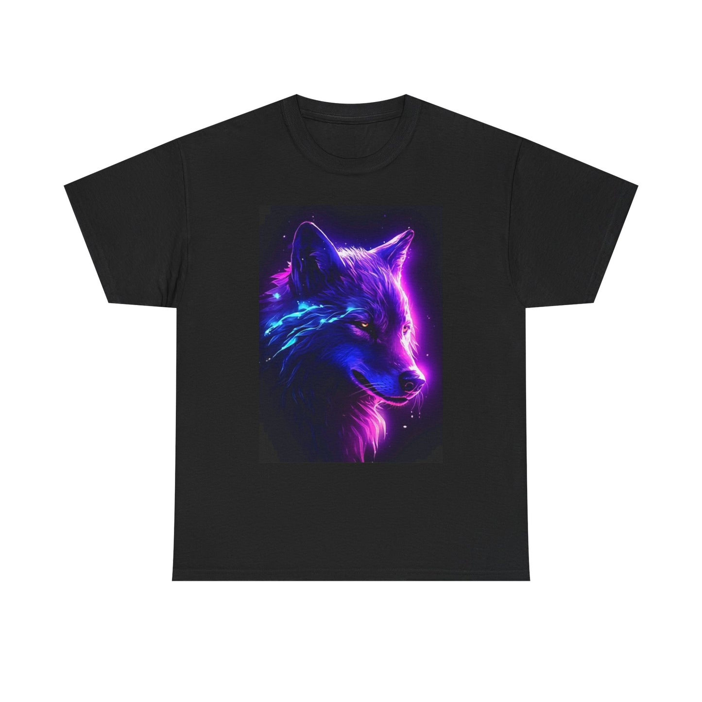 Neon Wolf Graphic T Shirt Retro Camping Vintage Unisex Heavy Cotton Tee