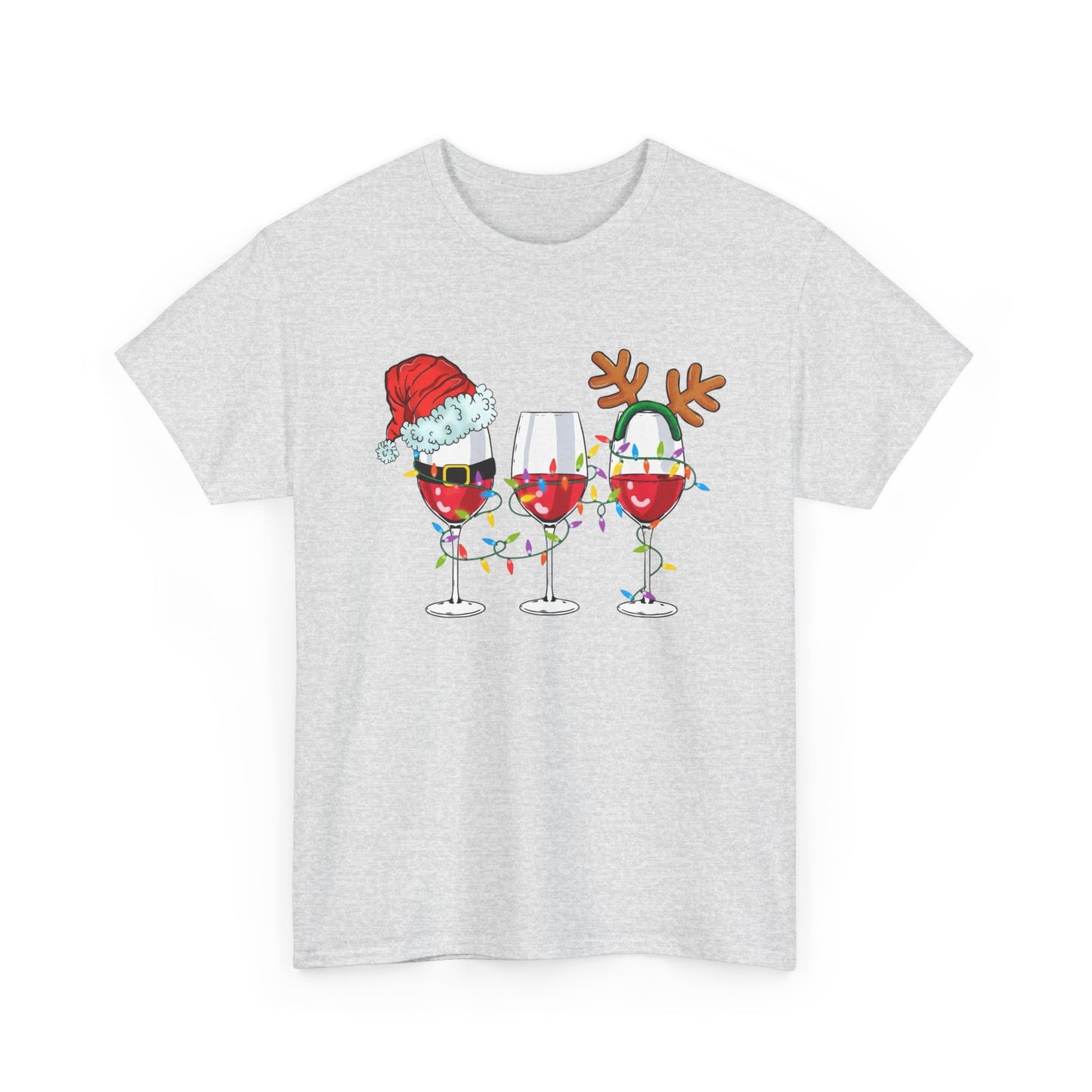 Holiday Spirit Wine Glasses Graphic T Shirt NEW ADULT