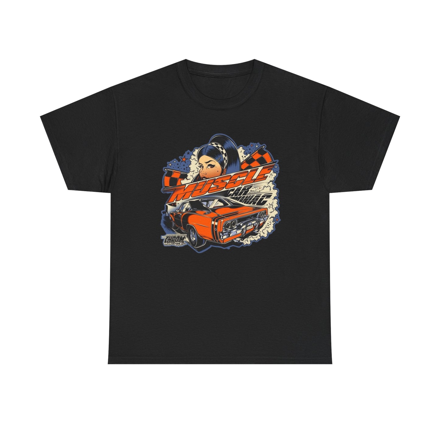 Muscle Car Maniac Retro Graphic T Shirt Men's Heavy Cotton Tee
