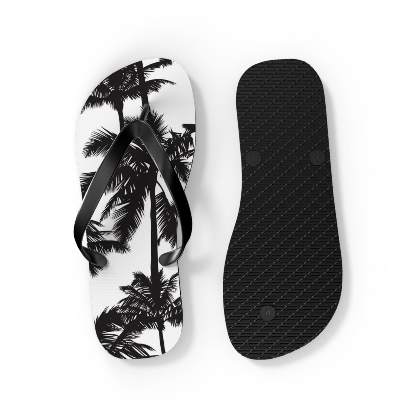 Black And White Palm Trees Sandals Summer Flip Flops Slides BRAND NEW