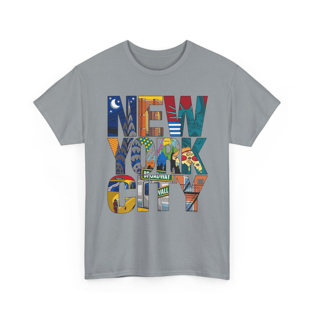 New York City Art Graphic T Shirt Men's Classic Retro Heavy Cotton Tee