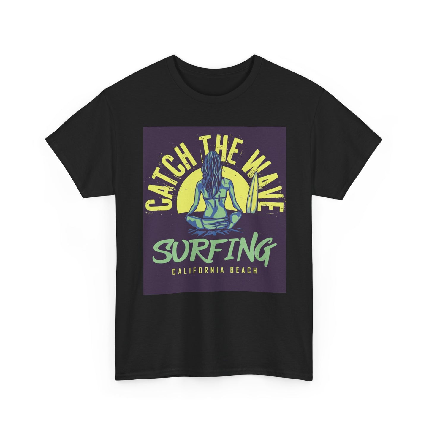 Catch The Wave Surfing T Shirt Unisex Heavy Cotton Tee
